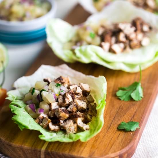 Grilled Jerk Tofu Lettuce Wraps