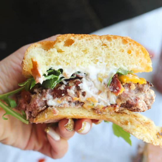 Cheesy and Spicy Stuffed Burger