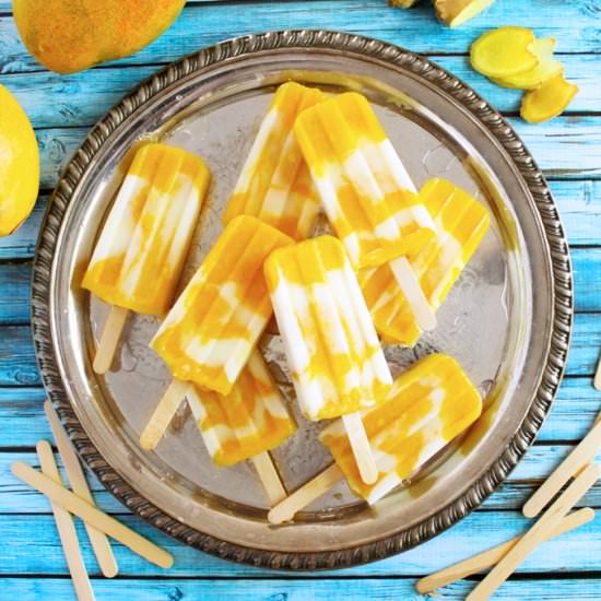 Ginger Mango Lassi Popsicles