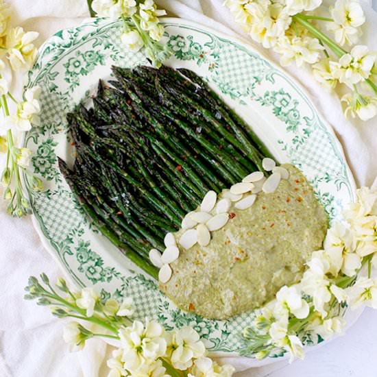 Roasted Asparagus and Pea Pesto