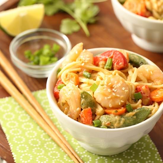 Sesame Shrimp Peanut Noodles