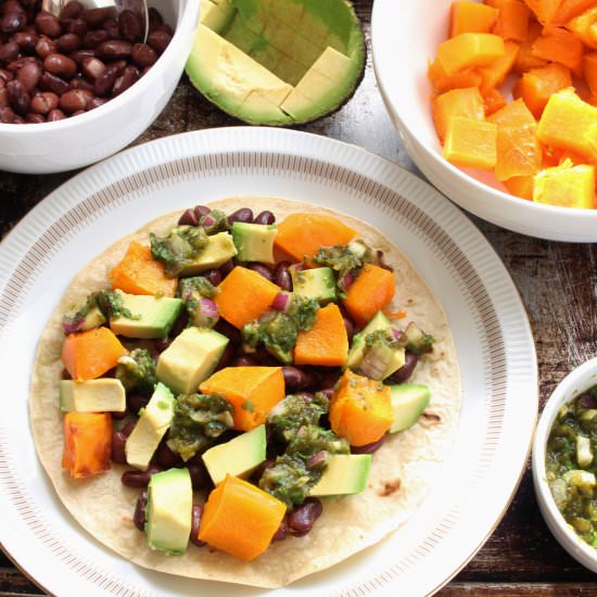Pumpkin Bean & Avocado Tostadas