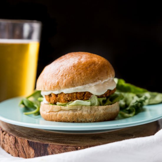 Grilled Buffalo Chickpea Burgers