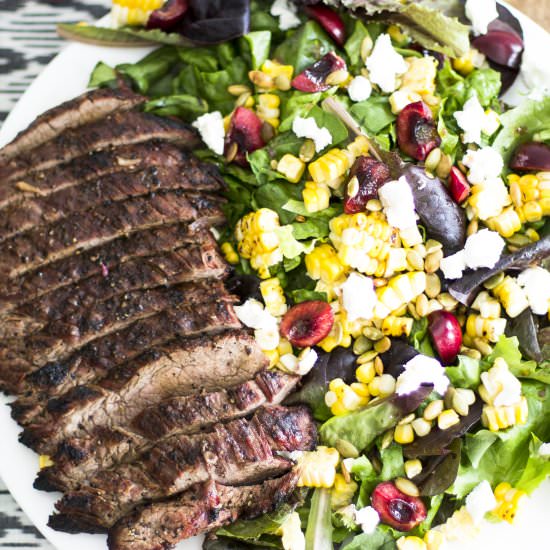 Grilled Flank Steak & Cherry Salad