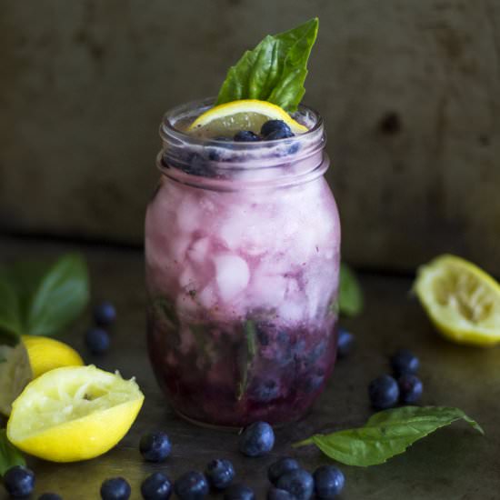 Sparkling Blueberry Basil Lemonade