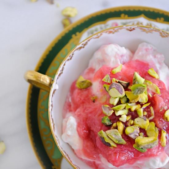 Ginger Rhubarb Fool with Pistachios
