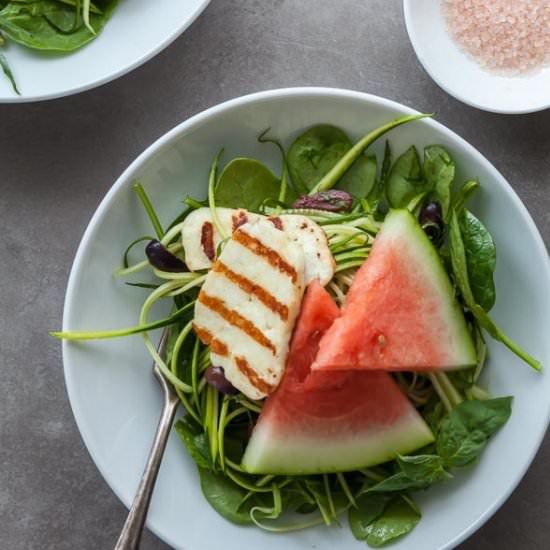 Watermelon Spinach Zucchini Salad