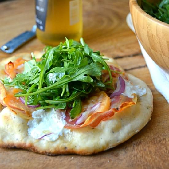 grilled pancetta and melon pizza