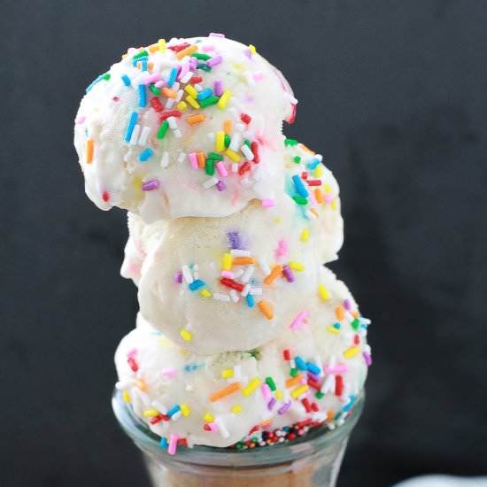 No-Churn Cake Batter Ice Cream