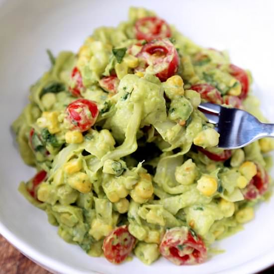 Daikon Noodles with Avocado Sauce