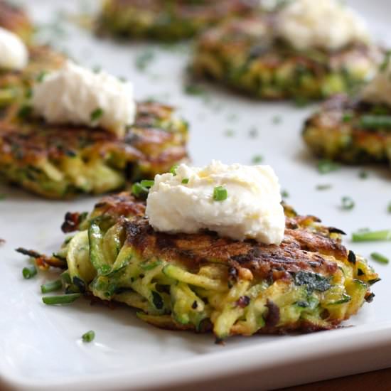 Zucchini Fritters and Lemon Ricotta