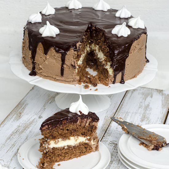 Chocolate Cake with Chocolate Mousse