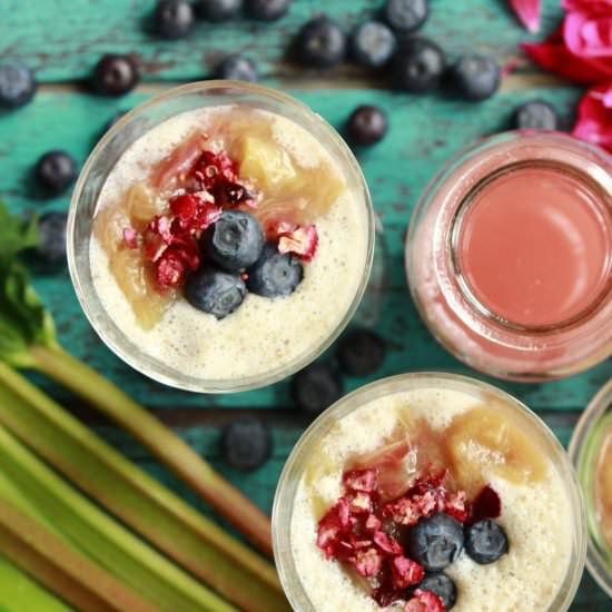 Rose Buckwheat Porridge with Rhubarb