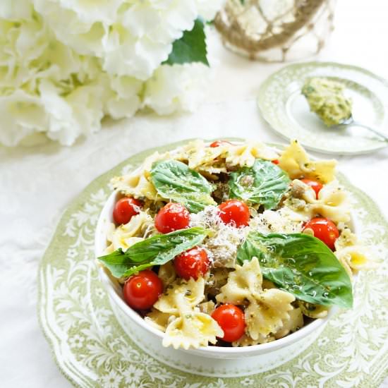 Lentil Pesto Pasta Salad