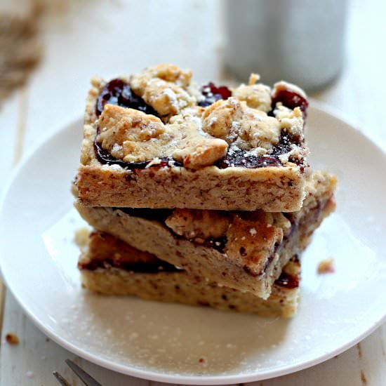 Raspberry Coconut Linzer Bars