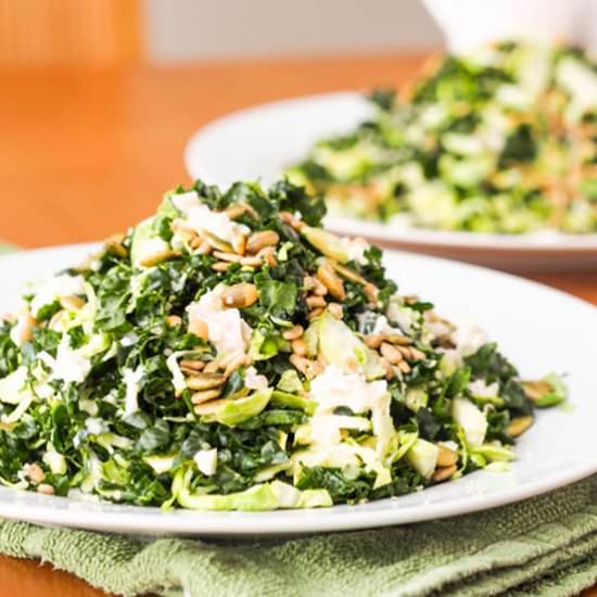 Vegan Kale and Brussels Sprouts Salad