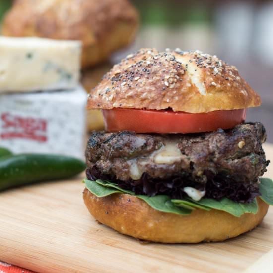 Spicy Blue Brie Stuffed Burgers