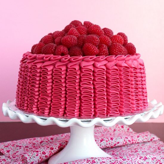 Raspberry Lemon Ruffle Cake