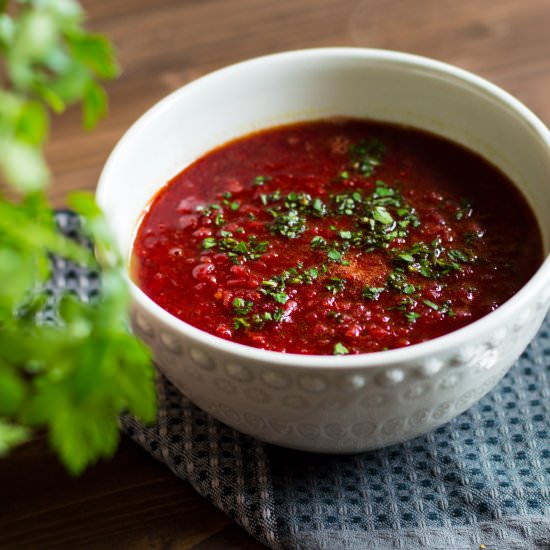Tangy Beetroot & Red Lentil Soup
