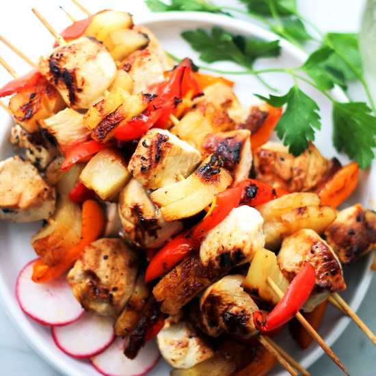 Sesame Soy Pineapple Chicken Kabobs