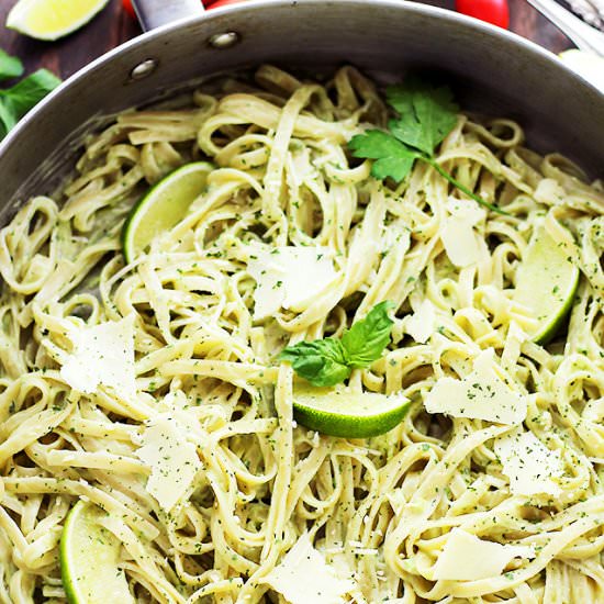 Creamy Basil-Avocado Pasta