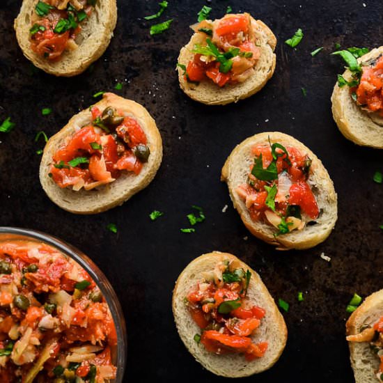 Red Pepper Artichoke Bruschetta
