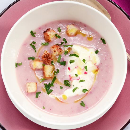 Pink Soup of Garden Radishes