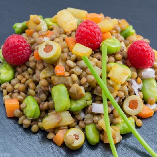 Lentils and Raspberries Salad