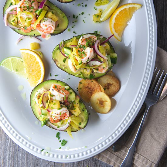 Shrimp Ceviche Stuffed Avocados