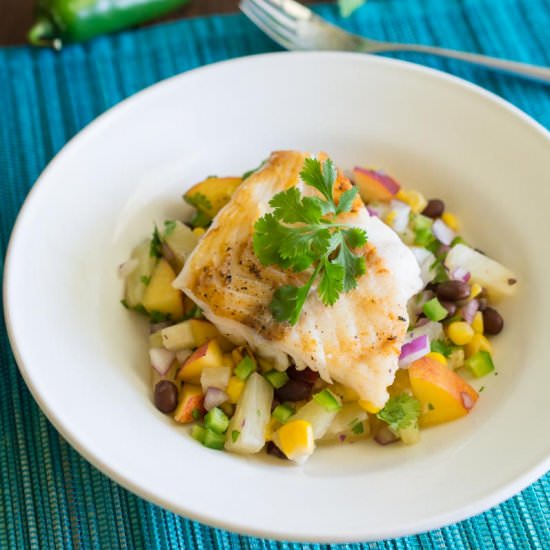 Seared Cod with Pineapple and Peach