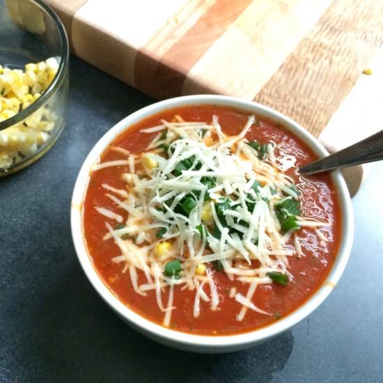 Smokey Tomato and Charred Corn Soup