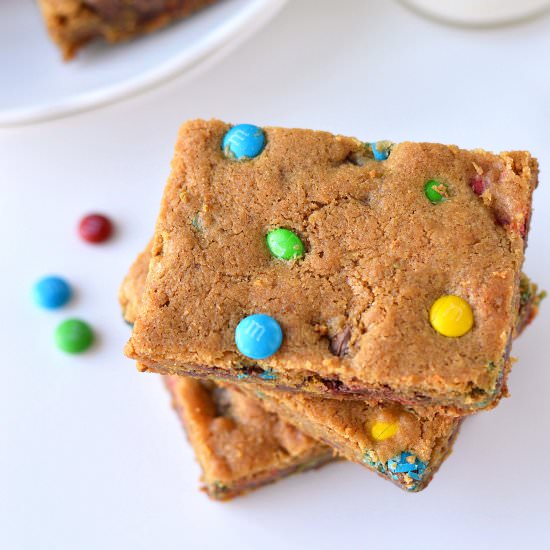 Chocolate M&M Cookie Bars