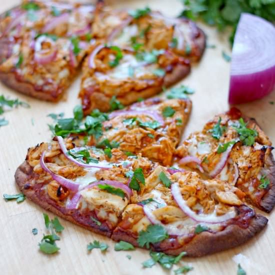 Easy BBQ Chicken Naan Pizza