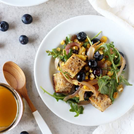 Blueberry corn panzanella