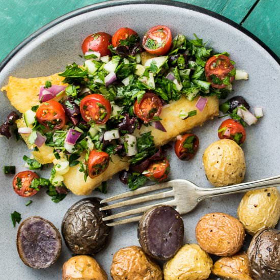 Halibut with Olive Tabbouleh