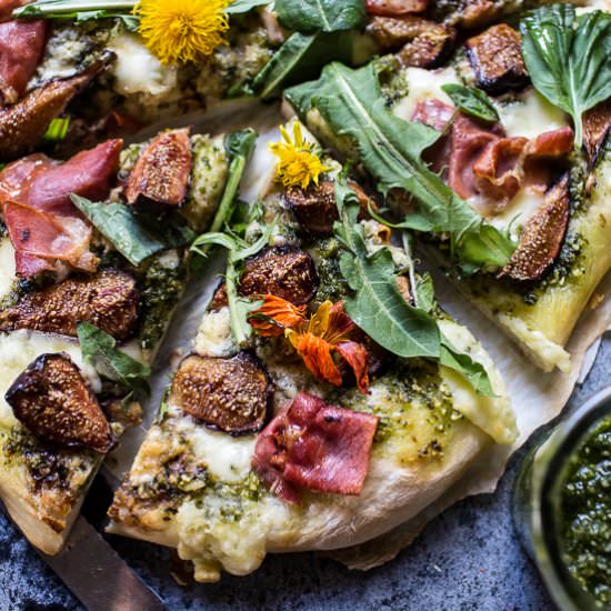 Dandelion Green Pesto Pizza