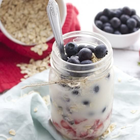 Red, White and Blue Overnight Oats