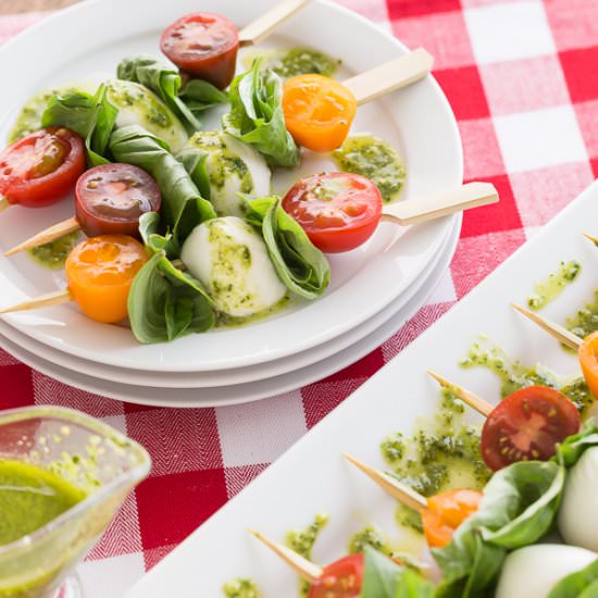 Caprese Skewers w/ Basil Vinaigrette