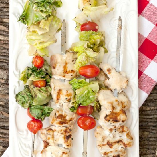 Chicken Caesar Salad Kebabs