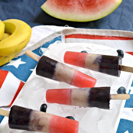 Red, White and Blue Fruit Ice Pops