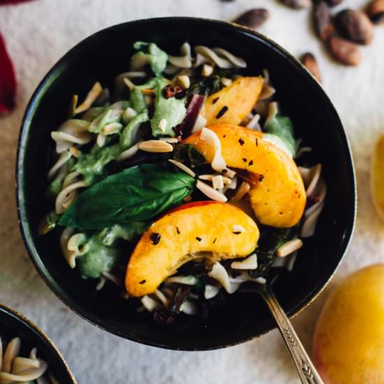 Peach Chard Pasta Salad