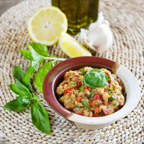 Grilled Eggplant &  Red Pepper Dip