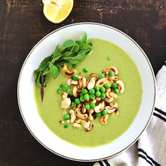 Chilled Pea Cucumber Cashew Soup