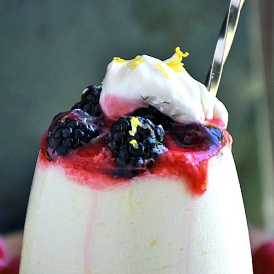Lemon Mousse with Raspberry Sauce
