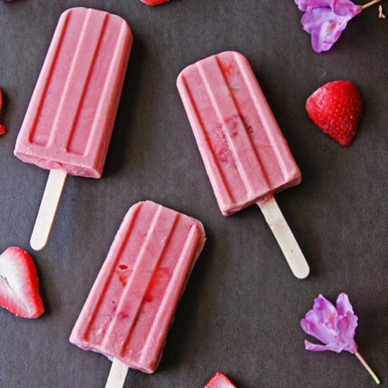 Strawberry Rhubarb Coconut Popsicle