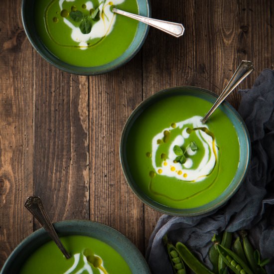 Pea Soup with Lemon Creme Fraiche