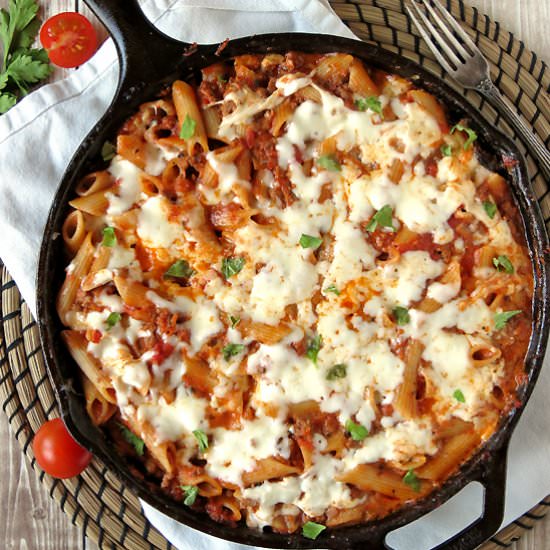 One-Pan Cheesy Pasta Bolognese