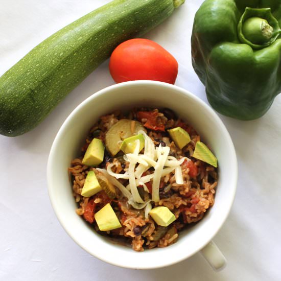 Veggie Rice and Bean Skillet