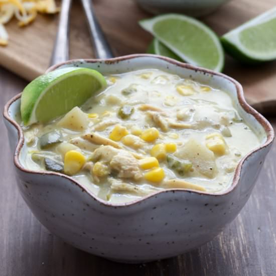 Roasted Poblano and Corn Soup