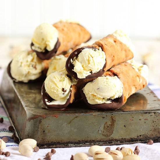 Ricotta Ice Cream Cannoli